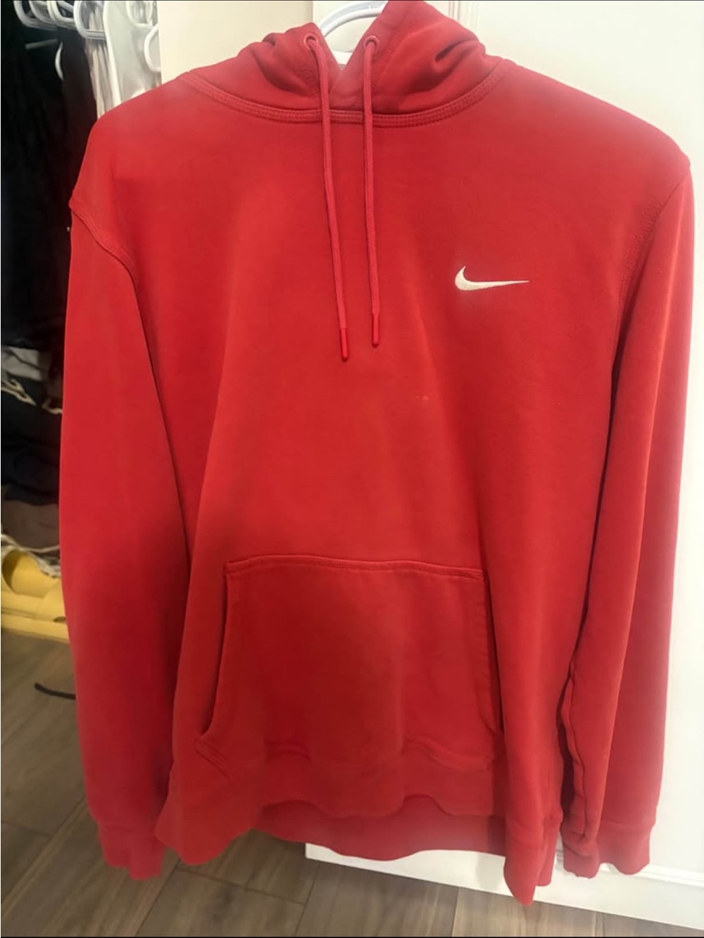 Nike Red Pullover Hoodie with White Swoosh
